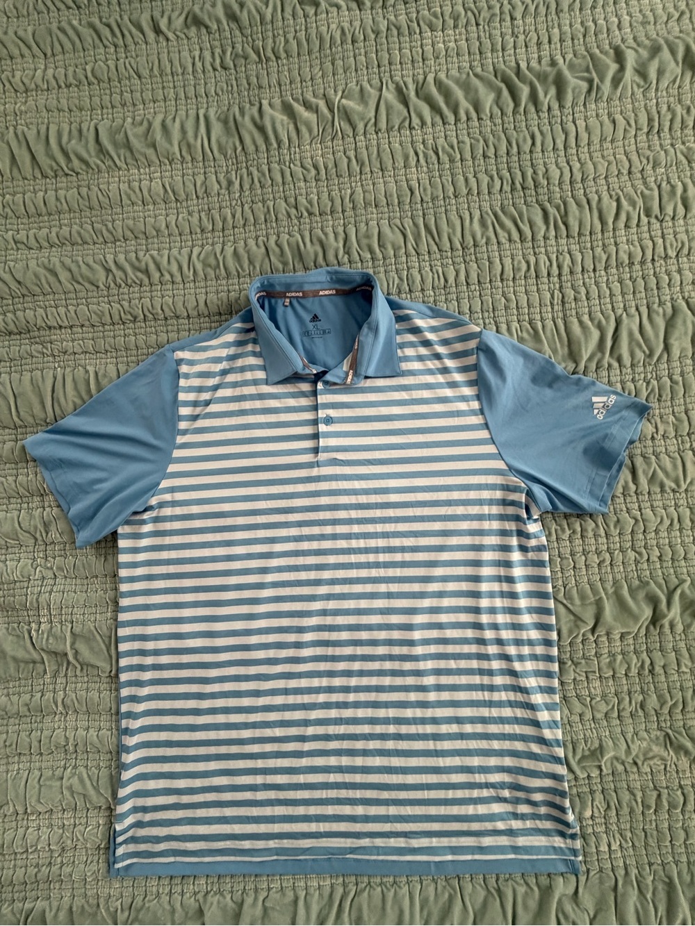 Adidas Men’s Light Blue Striped Polo Shirt-XL